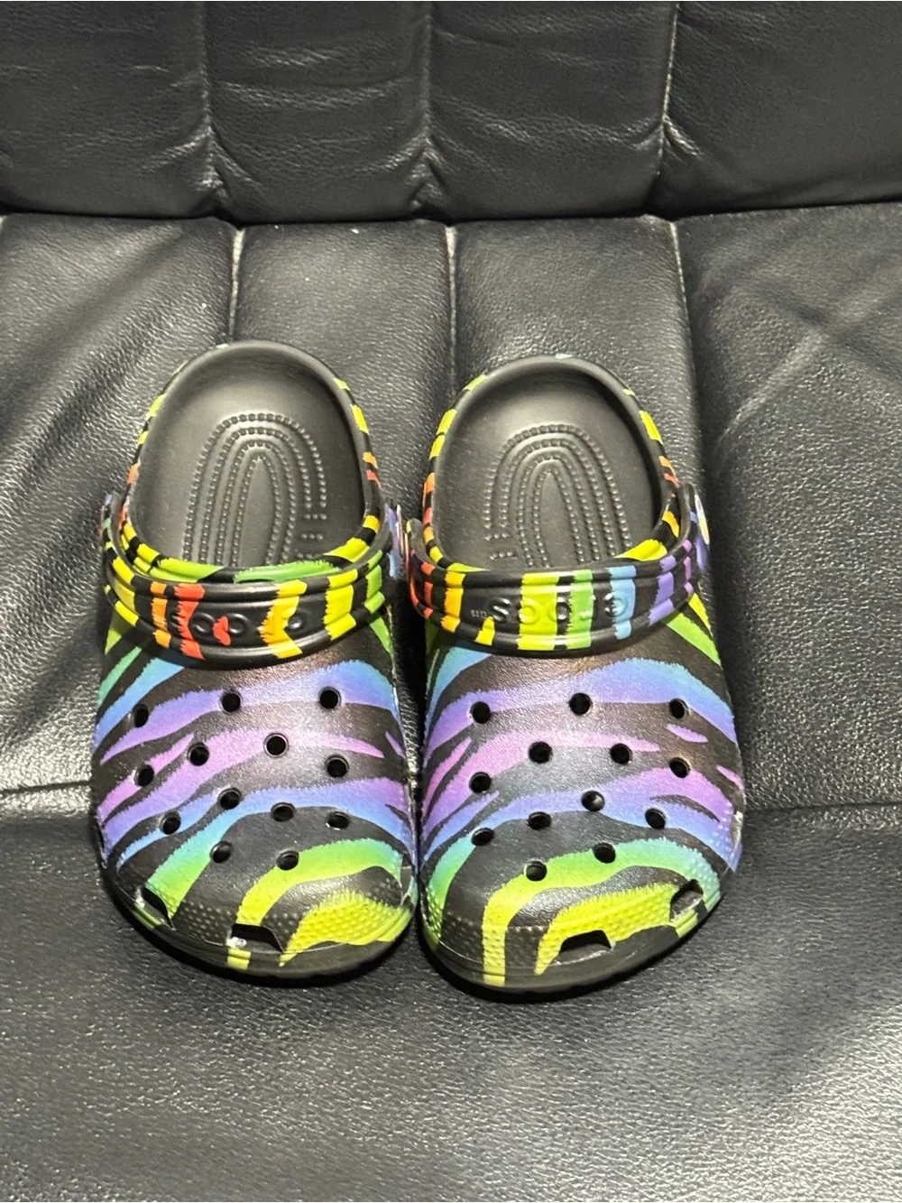 Little kids size 1 /J1 Crocs Classic Clog Rainbow Zebra Print